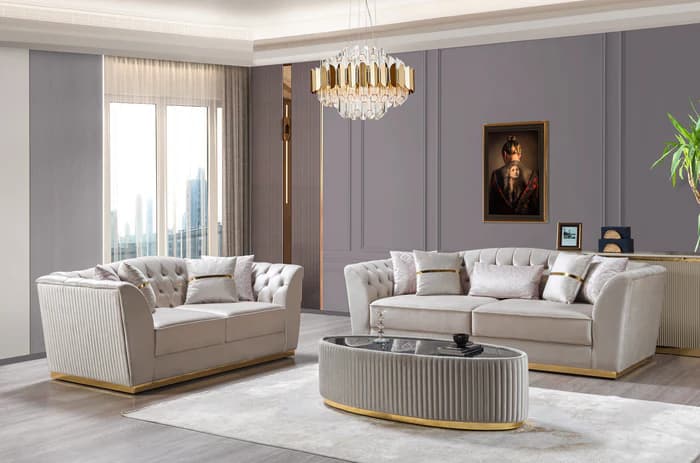 Milena Ivory Velvet Sofa 93" & Loveseat 73"  | image 7