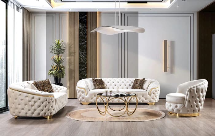 Lupino Ivory Velvet Sofa 95" & Loveseat 82"  | image 1