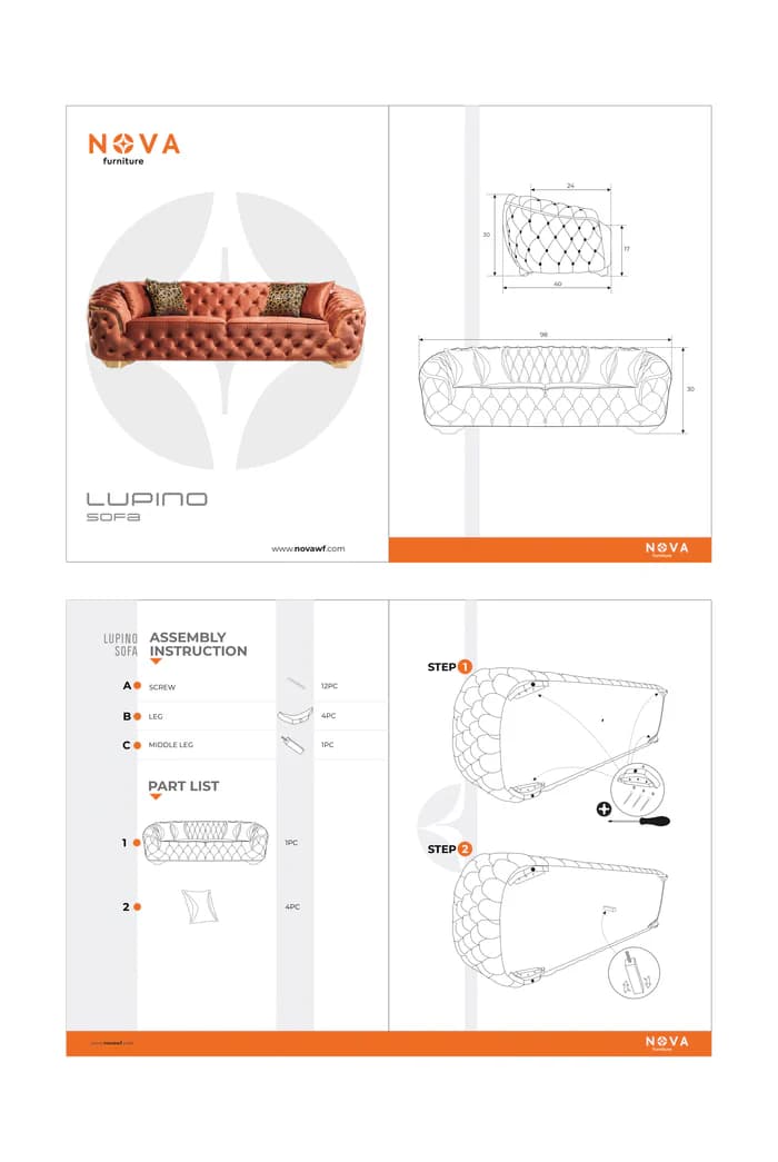 Lupino Ivory Velvet Sofa 95" & Loveseat 82"  | image 2