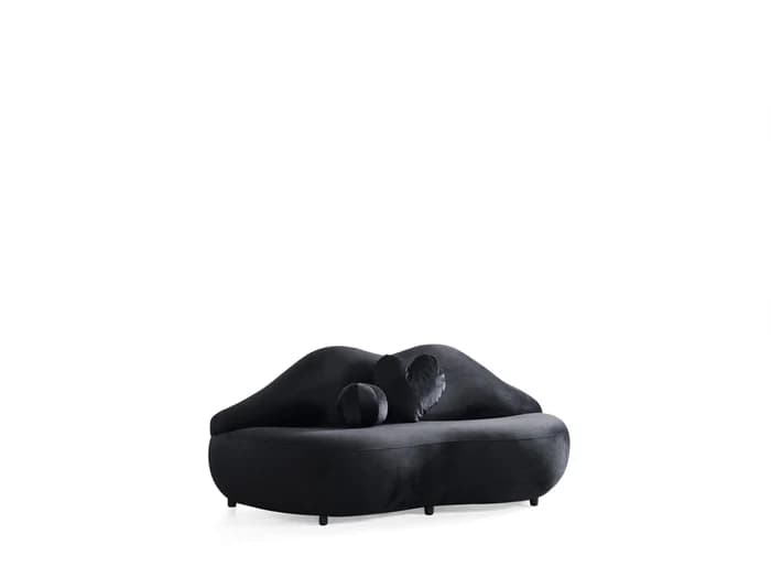 Lips Black Velvet Loveseat 81"  | image 3