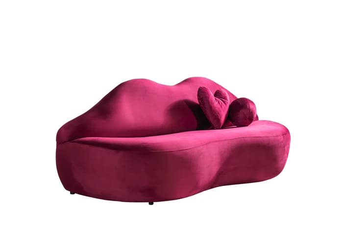 Lips Maroon Velvet Loveseat 81"  | image 7