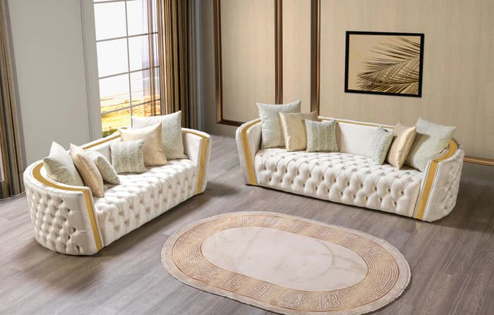 Fanci Ivory Velvet Sofa 94" & Loveseat 82"  | image 9