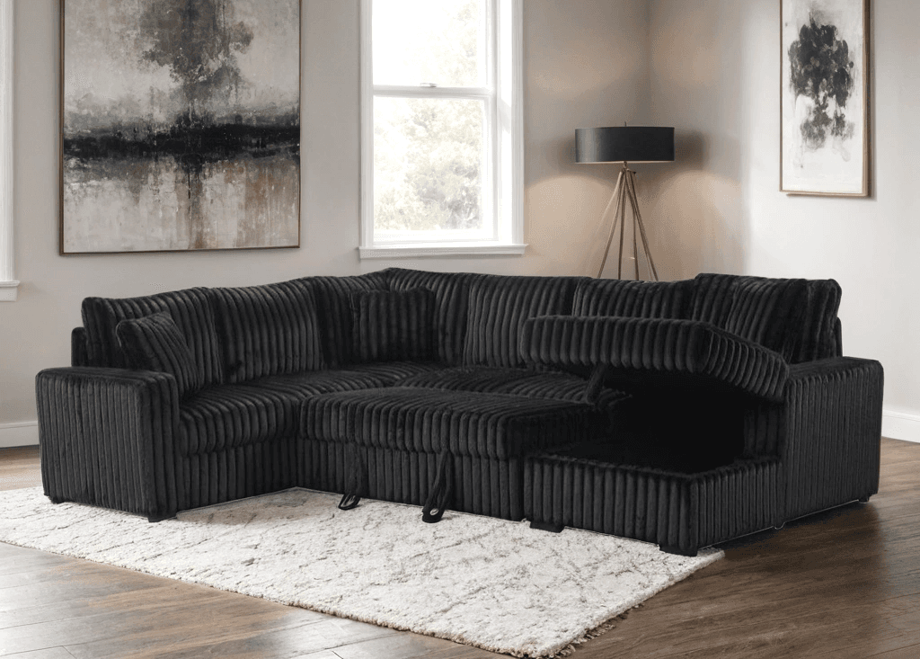 Sonic Black Sectional With Pull-Out Bed  | image 1