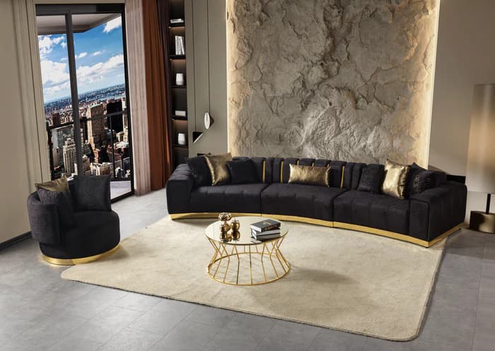 Michelle Velvet 3-Piece Curved 165" Sectional  | image 9