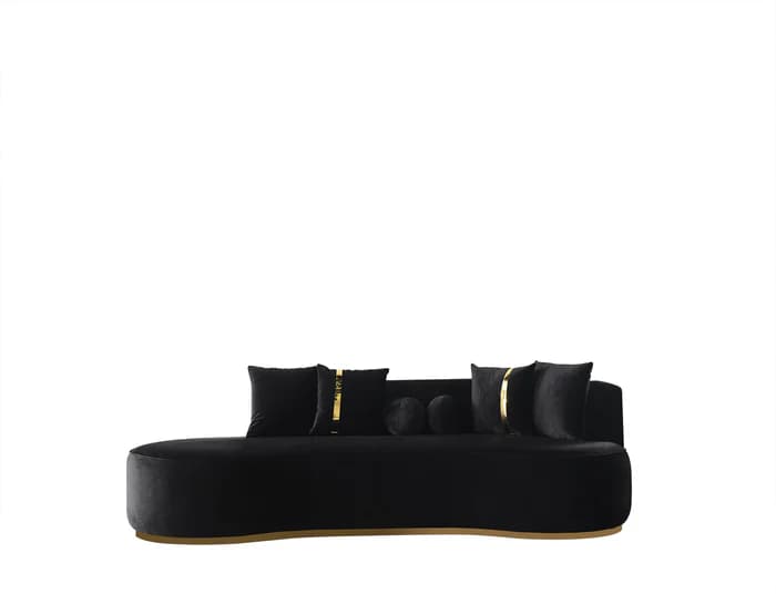 Ella Black Velvet 106" Chaise Lounge  | image 6
