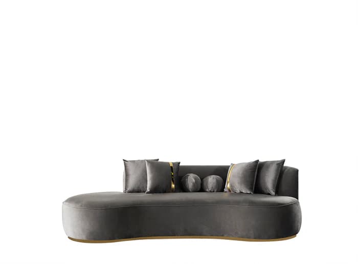 Ella Gray Velvet 106" Chaise Lounge  | image 4