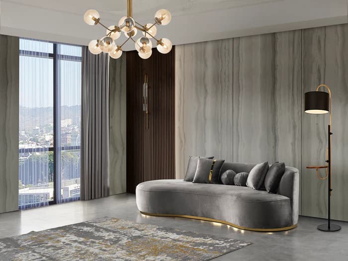 Ella Gray Velvet 106" Chaise Lounge  | image 5