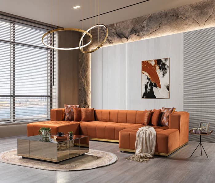 Elisha Velvet Double Chaise 140" Sectional  | image 7