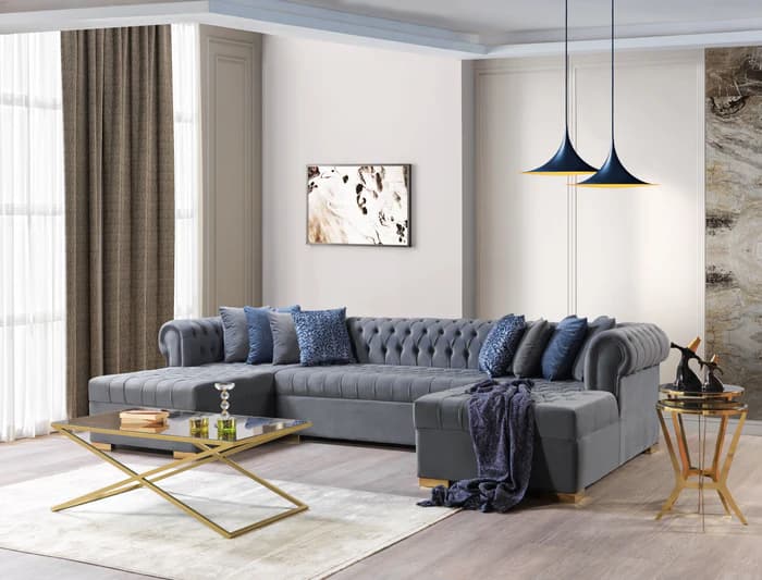 Lauren Velvet Double Chaise 136" Sectional  | image 7