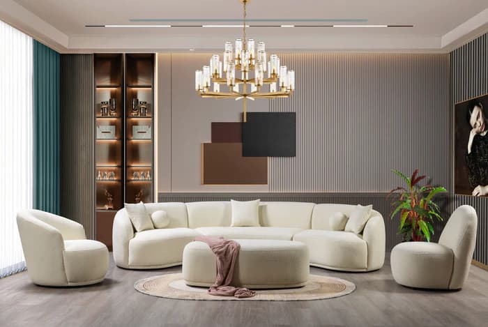 Bonita Ivory Boucle 3-Piece Curved 138"  | image 8