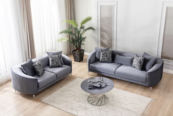 Angela Gray Velvet Sofa 91" & Loveseat 71"  | image 2