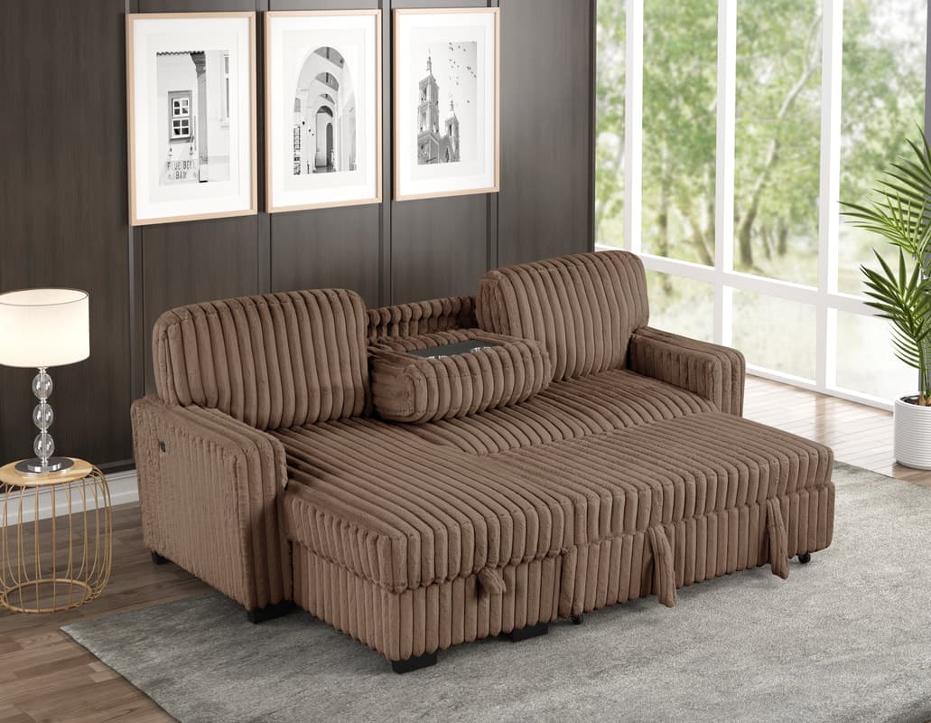 Poland Mocha Reversible Sectional With Pull-Out Bed | image 2