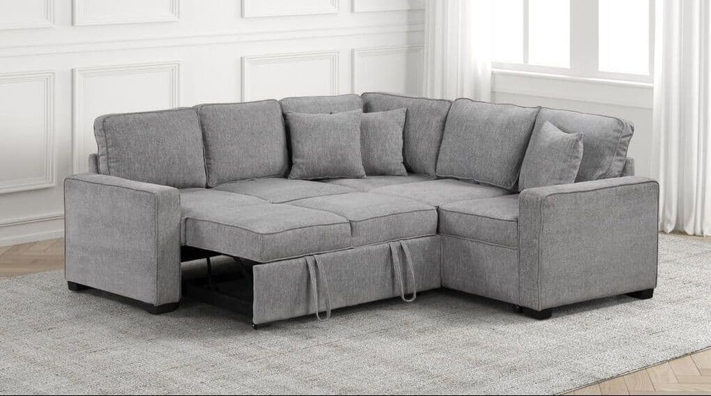 Ariel Gray Sectional With Pull-Out Bed | image 1