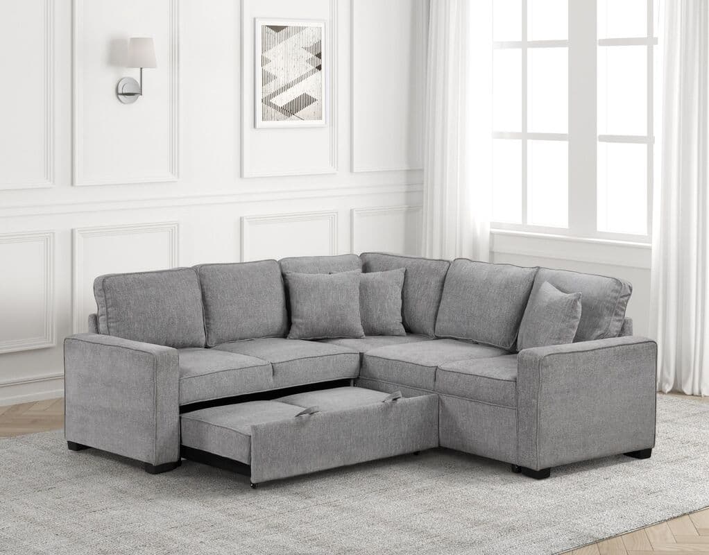 Ariel Gray Sectional With Pull-Out Bed | image 2