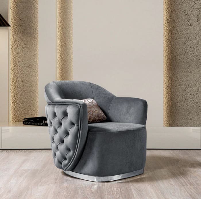 Victoria Gray Velvet Chair | image 1