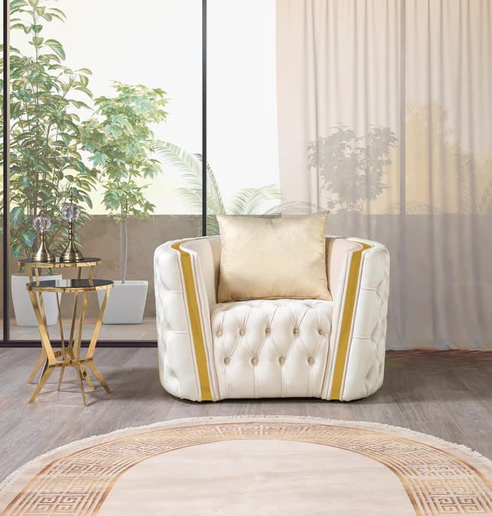 Fanci Ivory Velvet Chair | image 1