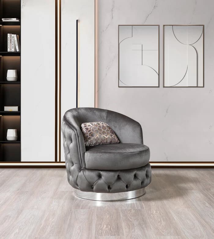 Lupino Gray Velvet Chair | image 1