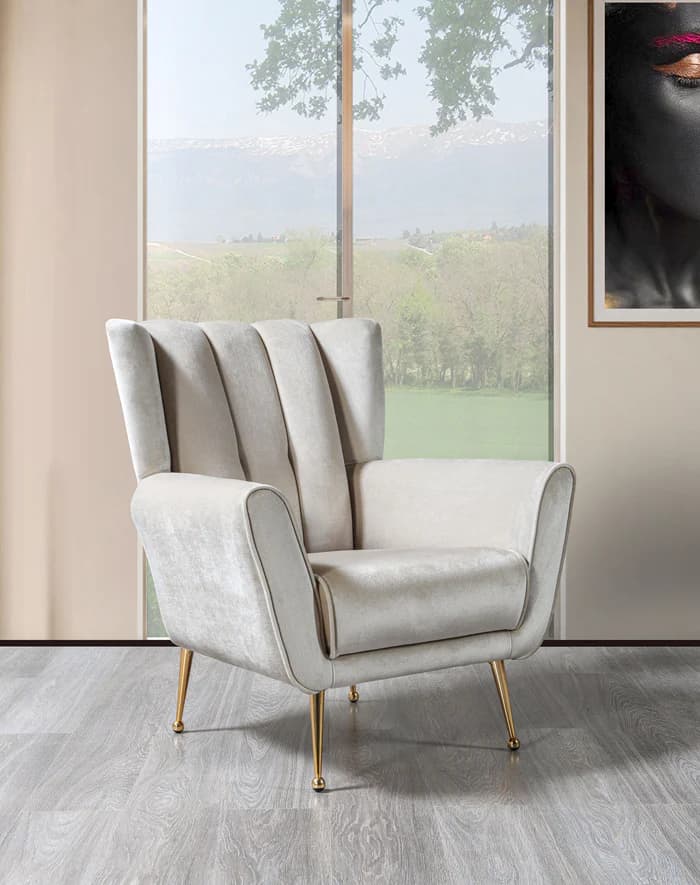 Merida Ivory Velvet Chair | image 1