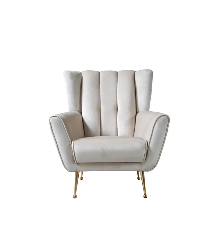 Merida Ivory Velvet Chair | image 4