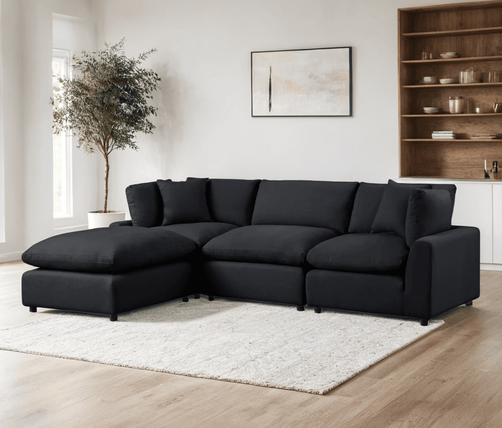 SKY Black Linen Modular Sectional | image 1