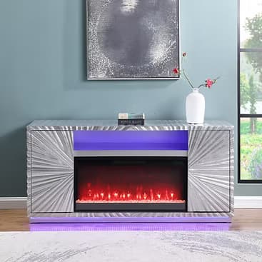 A-F06 Selene Silver Leaf Fireplace | image 1
