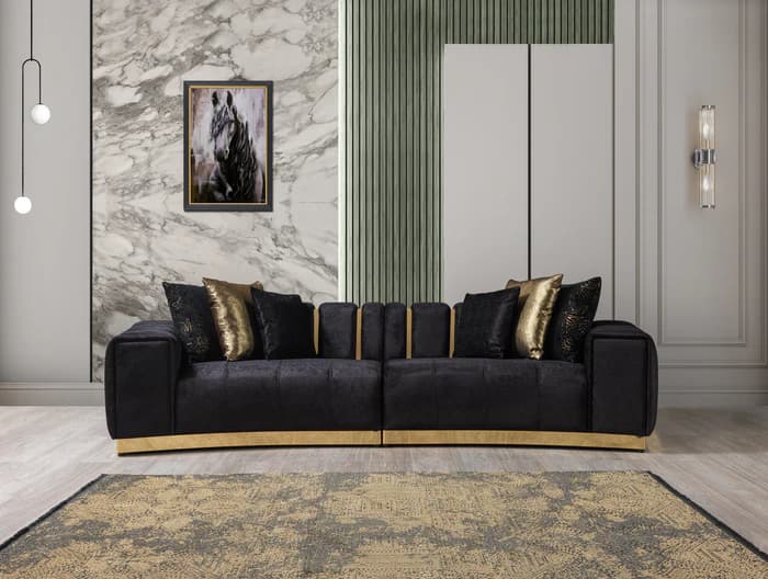 Michelle Black Velvet 2-Piece Curved 118" Sectional | image 6