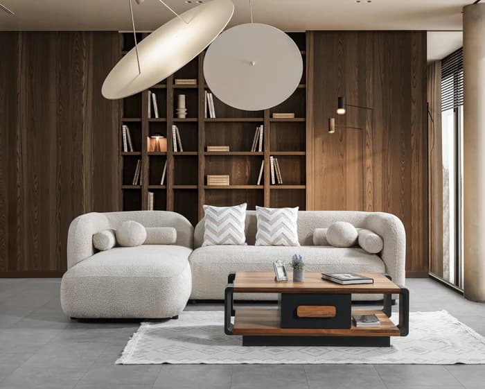 Liva Sand Boucle LAF 110" Sectional | image 1