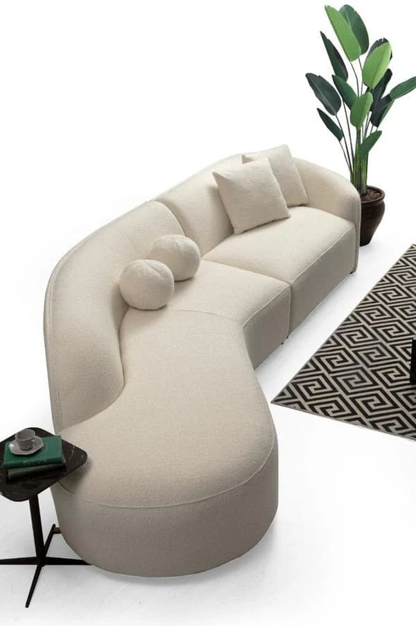 Cloe Ivory Boucle Curved 134" LAF Sectional | image 3