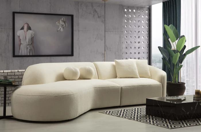 Cloe Ivory Boucle Curved 134" LAF Sectional | image 4