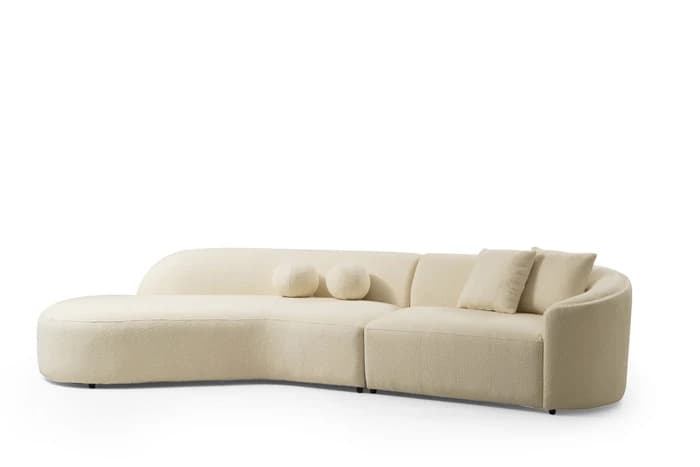 Cloe Ivory Boucle Curved 134" LAF Sectional | image 5