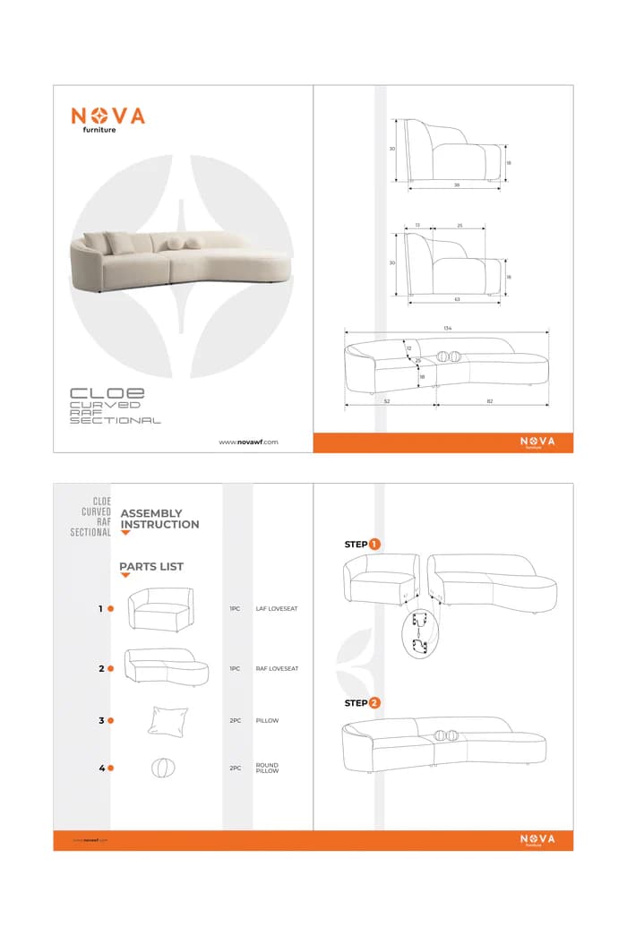 Cloe Ivory Boucle Curved 134" RAF Sectional | image 2