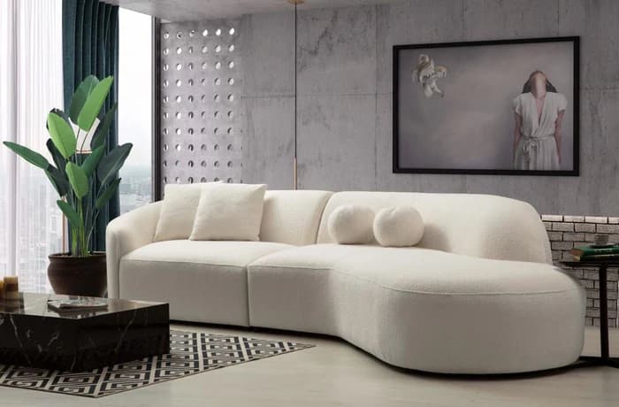 Cloe Ivory Boucle Curved 134" RAF Sectional | image 5