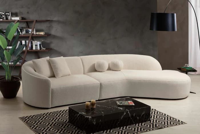 Cloe Ivory Boucle Curved 134" RAF Sectional | image 7