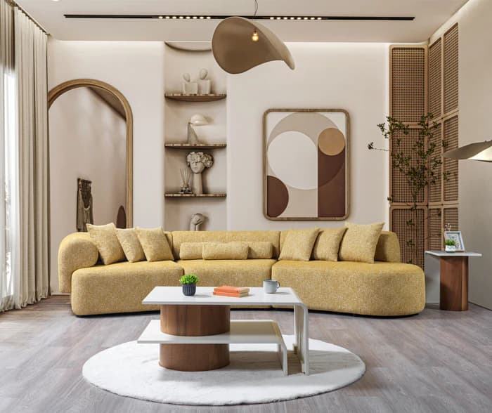 Lena Boucle 3-Piece Curved 145" Sectional | image 1