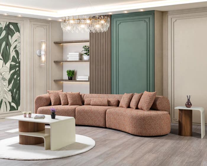 Lena Boucle 3-Piece Curved 145" Sectional | image 5