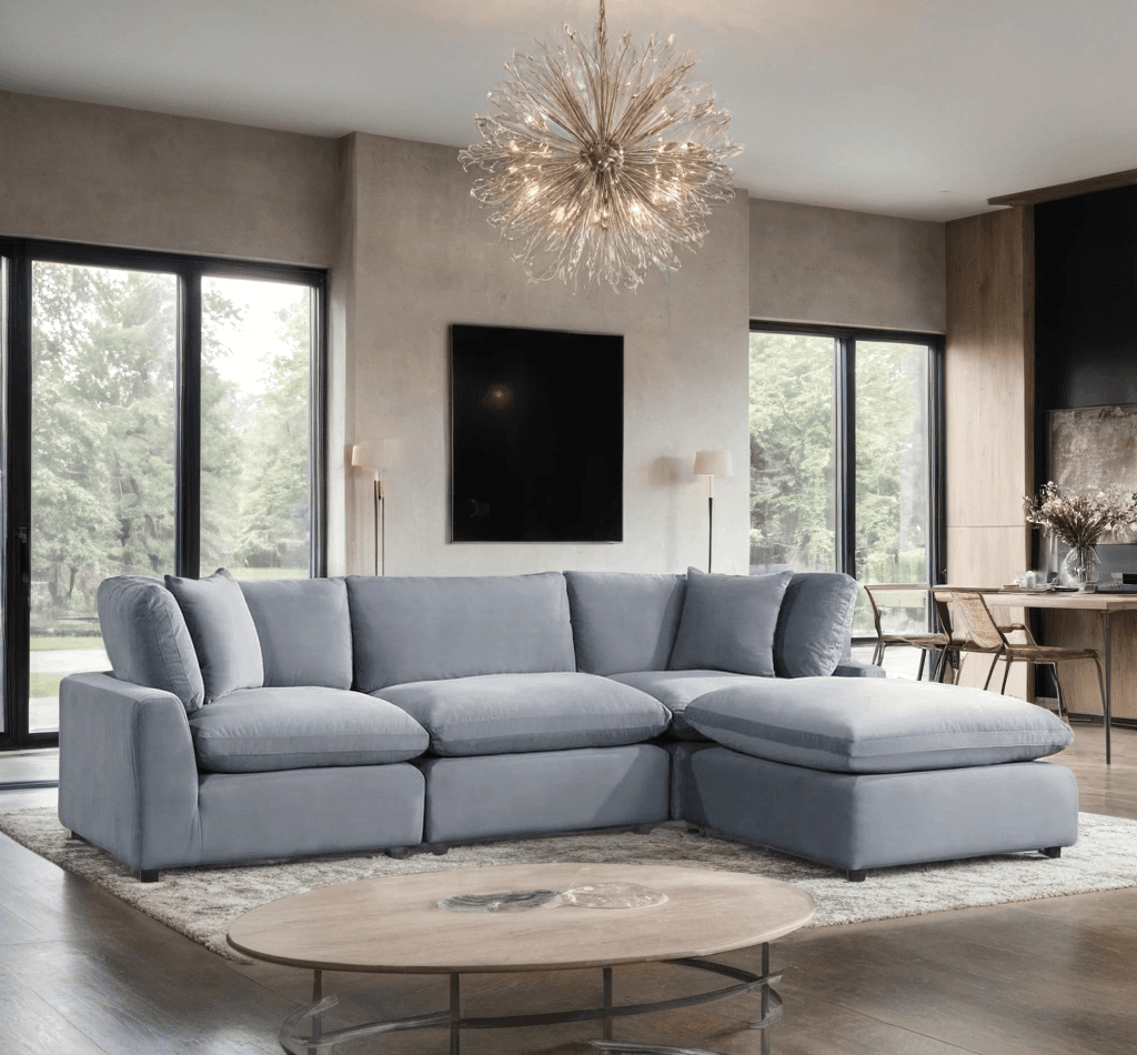 SKY Gray Velvet Modular Sectional | image 1