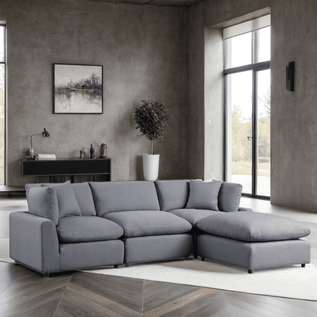 SKY Charcoal Linen Modular Sectional | image 1