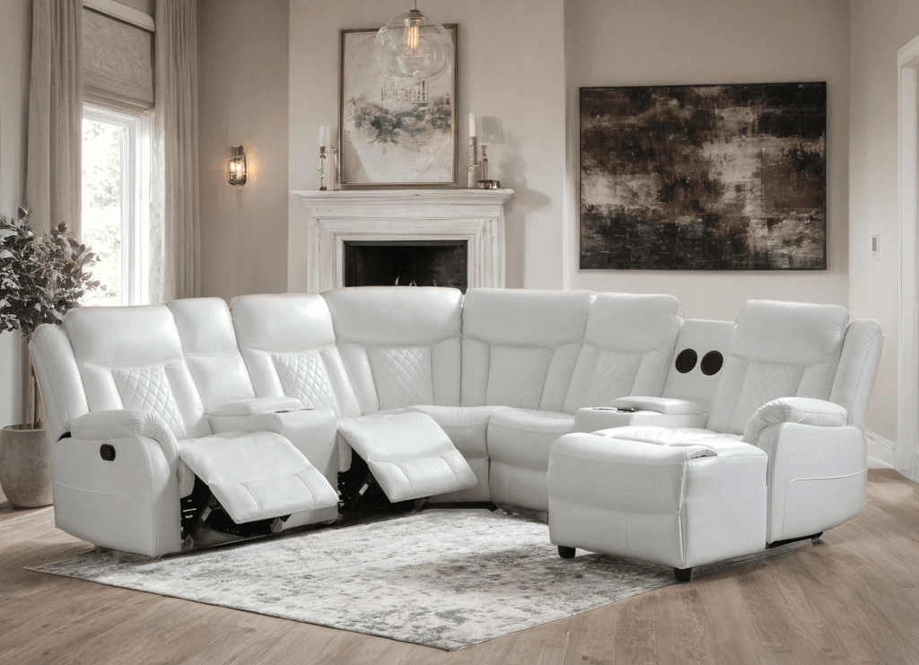 Champion White Reclining Sectional | image 1