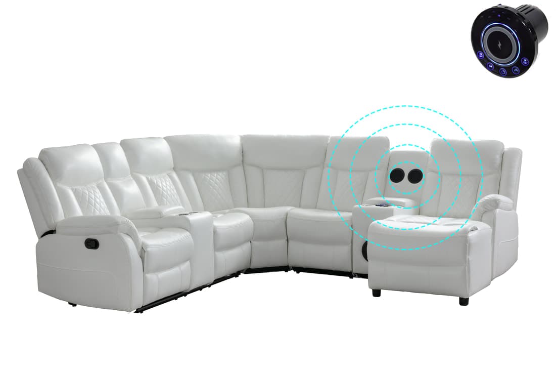 Champion White Reclining Sectional | image 5