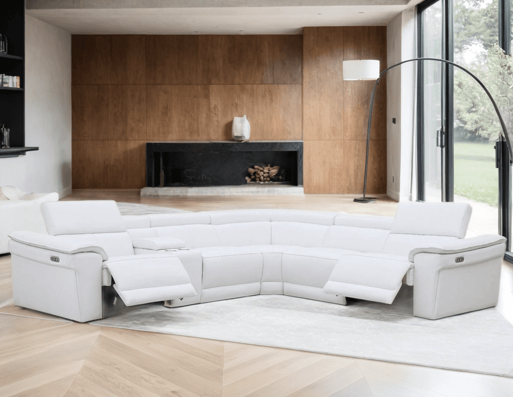 NEWYORK WHITE - LEATHER Power Reclining Sectional | image 1