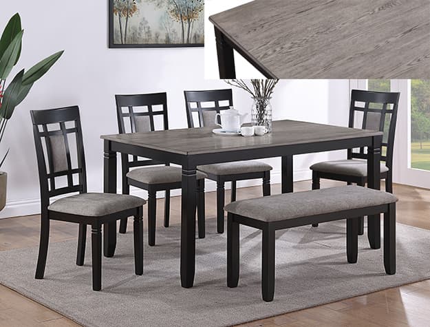2325SET- PAIGE 6PK DINING SET W/BENCH | image 1