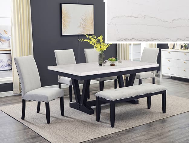 VARLEY MARBLE TBL/SIDE CHAIRS,BENCH | image 1