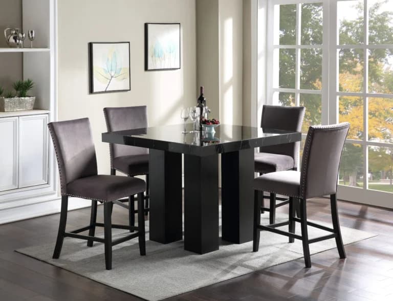 Camila 5PC Dining Set Black Top | image 1