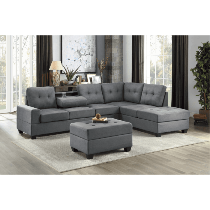 SH3223DGR-3SC 2PC REVERSIBLE SECTIONAL, DARK GRAY | image 1