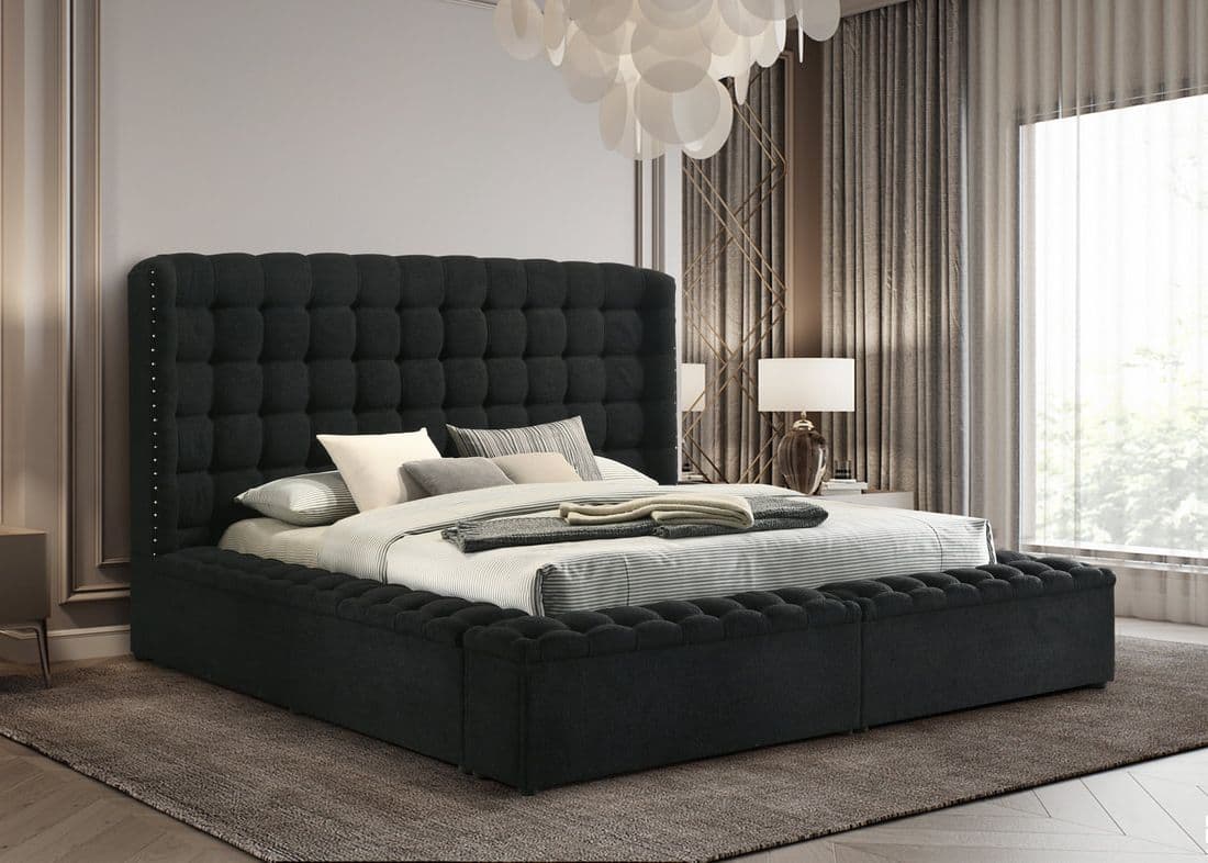 Madonna Black Platform Bed - Queen, King | image 1