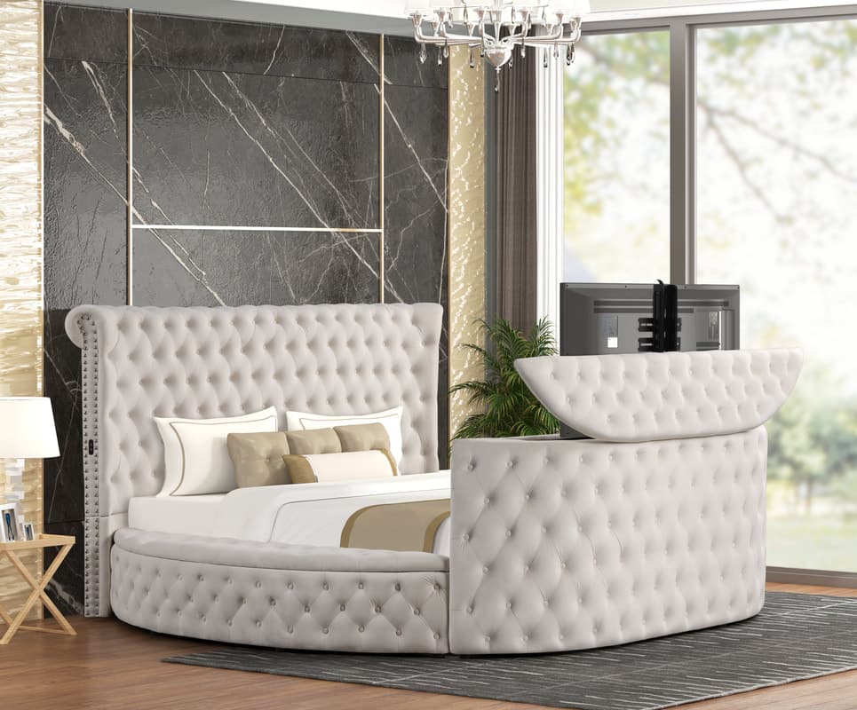 Patron Beige Platform Bed - Queen, King | image 1