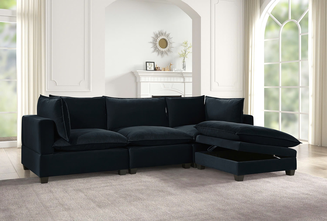 Cloud2 Black Velvet Modular Sectional - Image 8