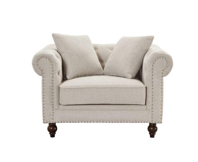 Thomas Beige Chesterfield Chair