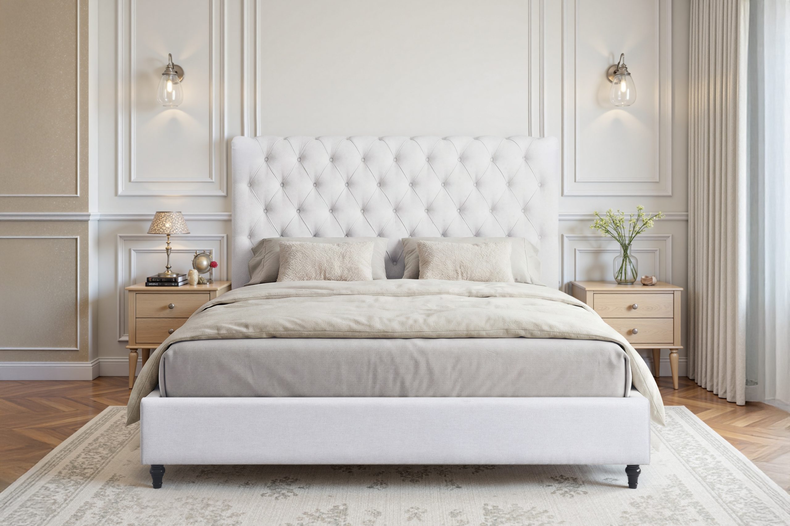 Colton Luxury Linen Upholstered Platform Bed
