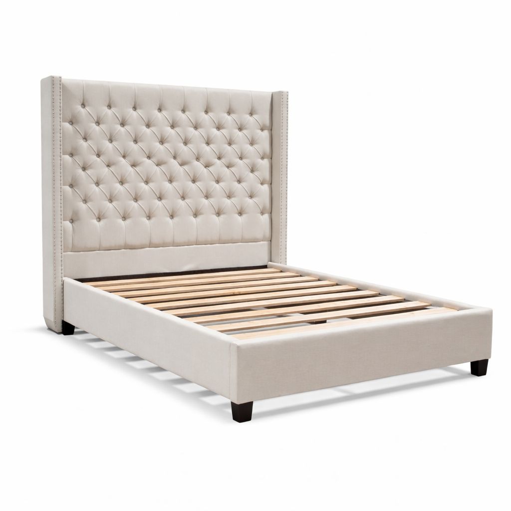 Hugh Linen Upholstered Platform Bed - Image 4
